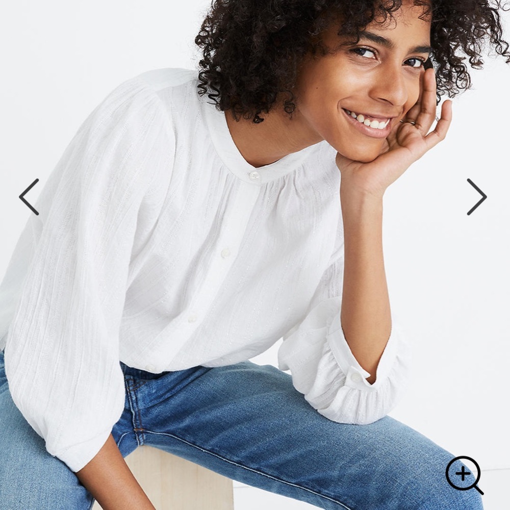 Madewell Shimmer Stripe Peasant Top